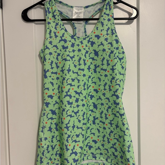 Ivivva by Lululemon Racerback Summer Athletic Green FloralTank Top Girls Size 14 - Picture 5 of 7